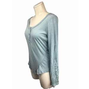 Painted Threads Blue Button Shirt -Crochet Sleeves